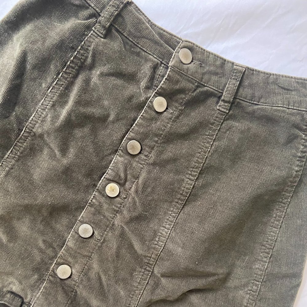 Olive Green Corduroy Mini Skirt